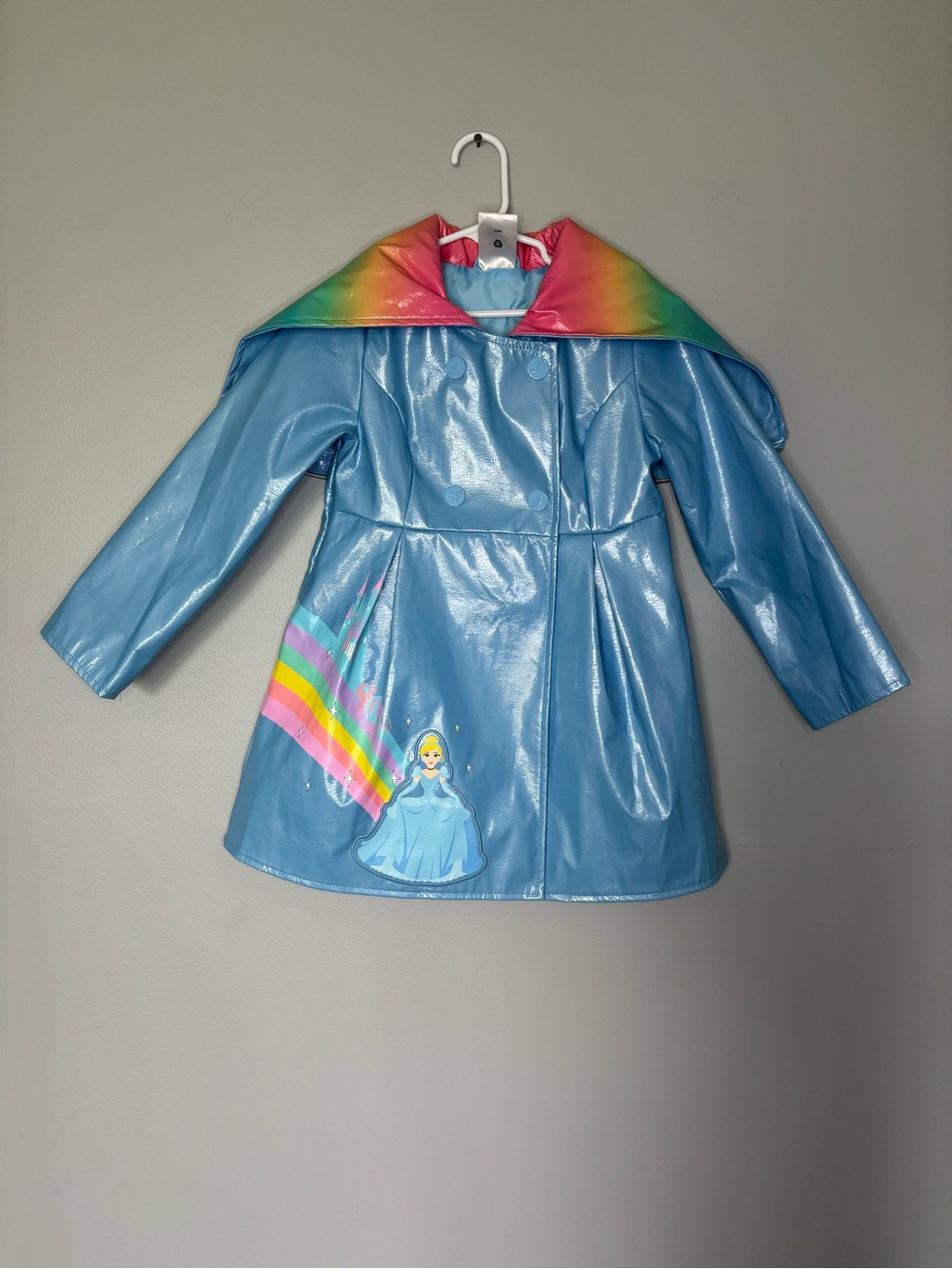 Disney Parks size 4 Light Blue Raincoat with Rainbow Cape